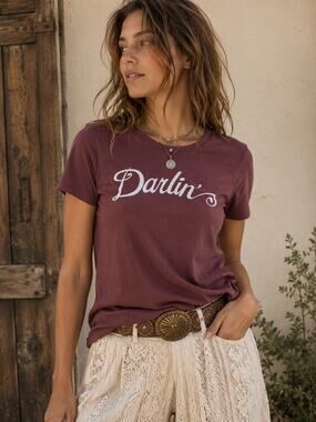 Ragabond Free People Darlin Graphic Western Fitted Distressed Tee Women’s Large